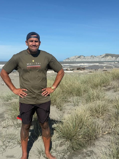 Wai-Tai Dark Olive Mens Taniwha Tee