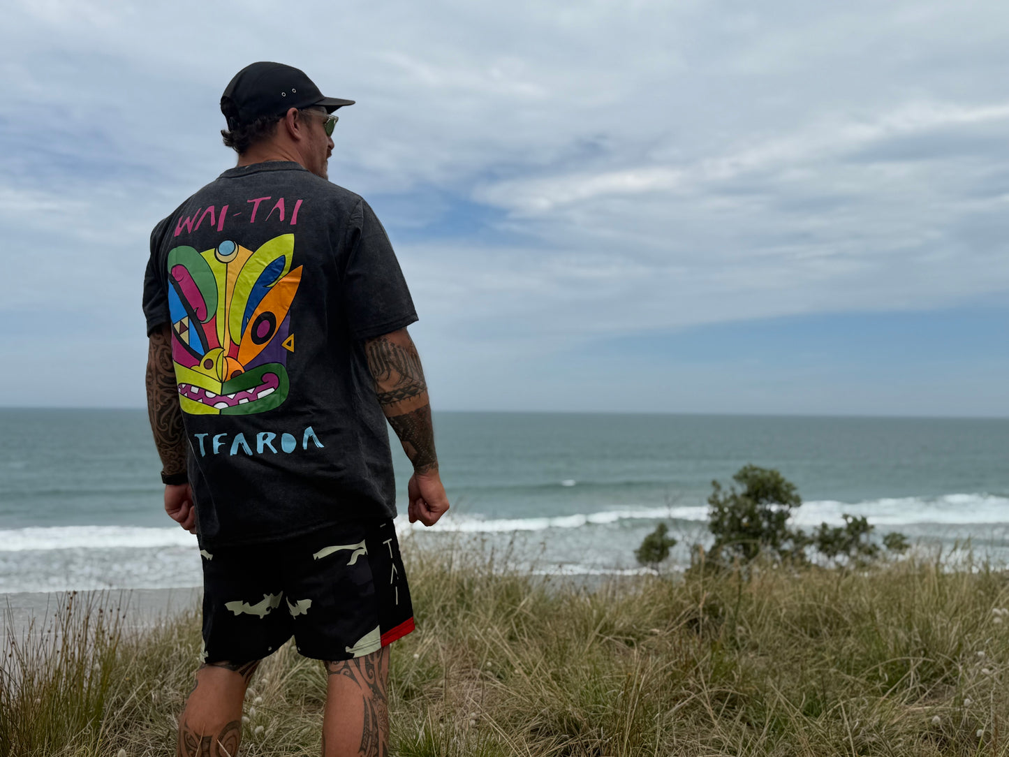 Wai-Tai Aotearoa Kaitiaki Yellow Camo 19" Tech Boardshorts
