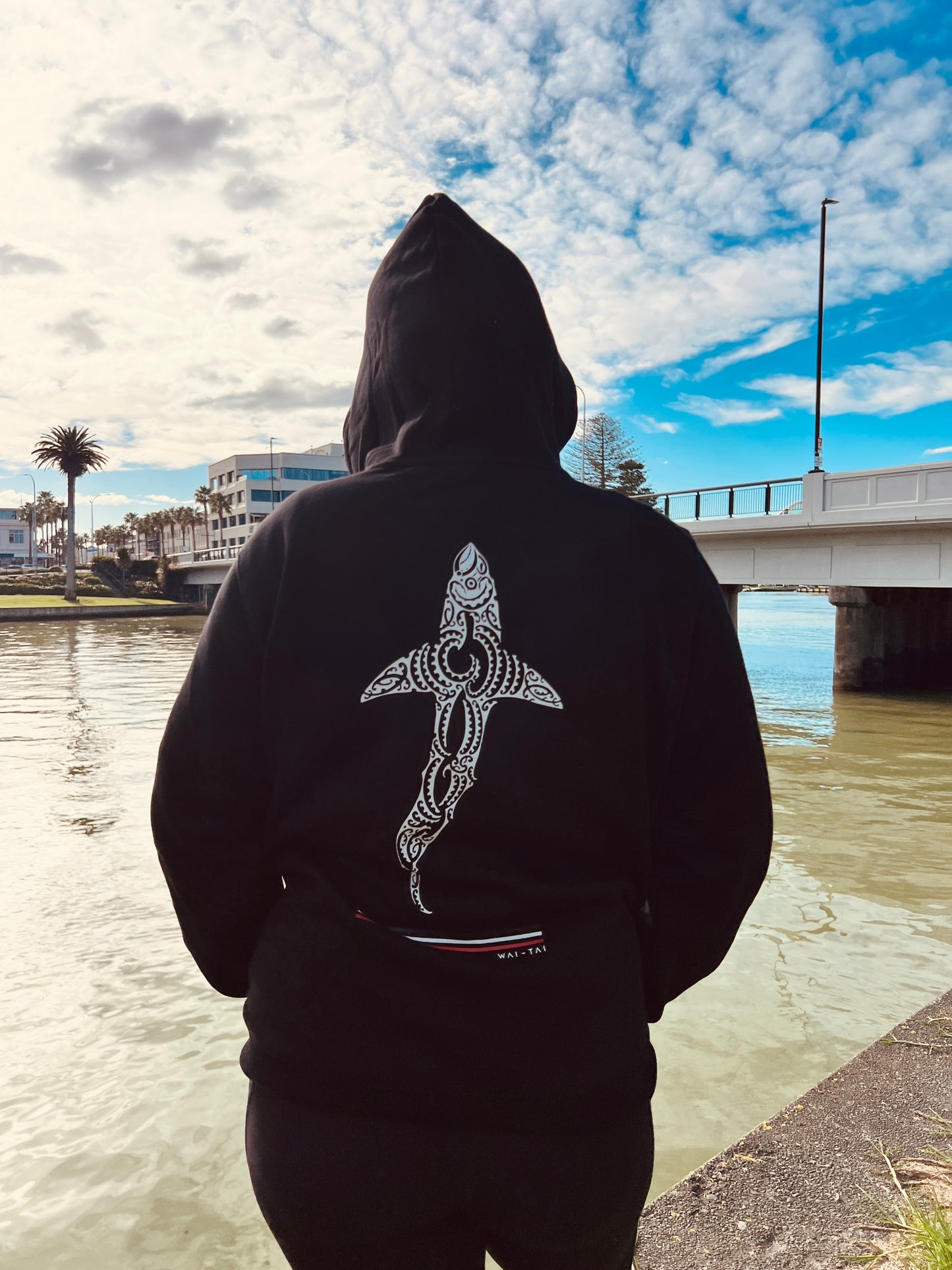 Wai-Tai Black Kaitiaki Hoodie