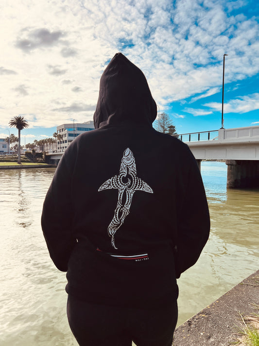 Wai-Tai Black Kaitiaki Hoodie