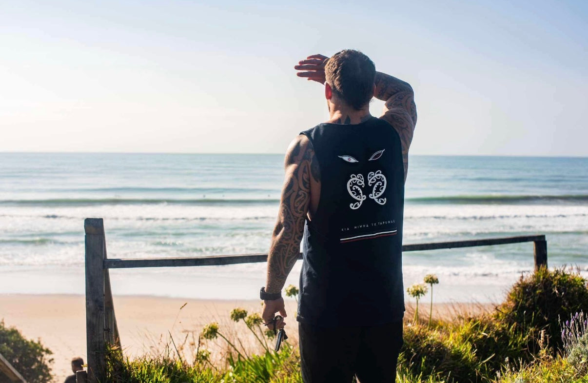 Wai-Tai Navy Tipua Muscle Top