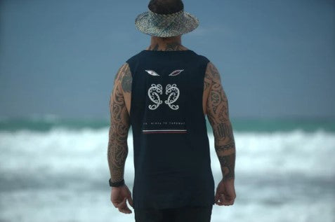 Wai-Tai Navy Tipua Muscle Top